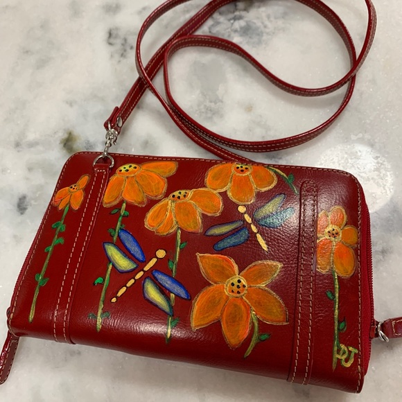 NWT Hand Painted Leather Bag. 7” X 4.5” - Picture 7 of 7